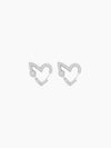 VAIN Pavé Heart Loop Earrings in .925 sterling silver, heart shaped loops set with moissanite stones
