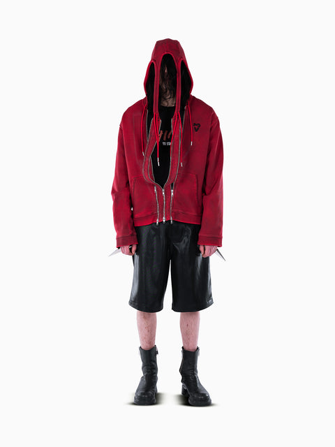 VAIN Three Zip Hoodie Bloody Red