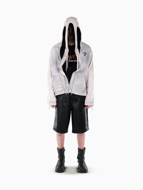 VAIN Three Zip Hoodie Dusty White