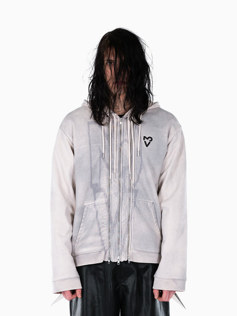 VAIN Three Zip Hoodie Dusty White
