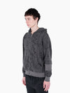 VAIN Skin Hoodie in grey snake print French terry cotton with front zipper and rib sleeve detail on a male model
