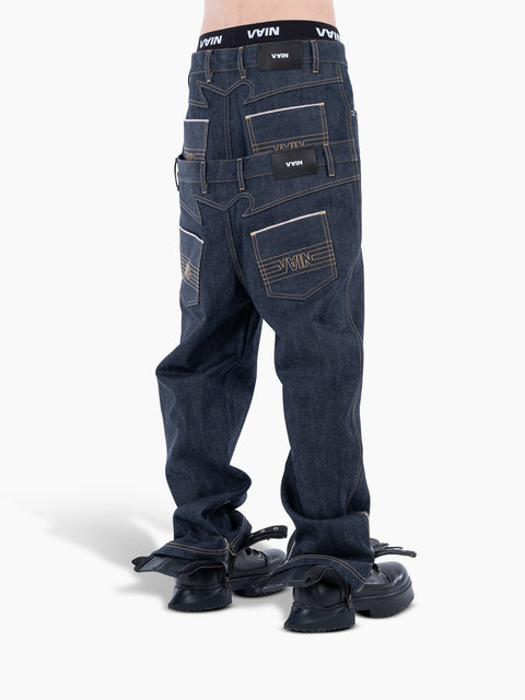 VAIN Double Waist Jeans Blue